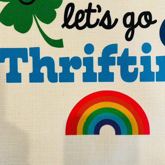 NWT Four Leaf Clover Rainbow Canvas Tote Bag - Picture 5 of 5